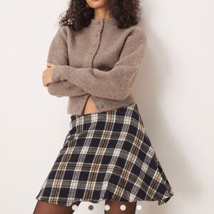 ASOS Navy and Cream Plaid Skater Skirt